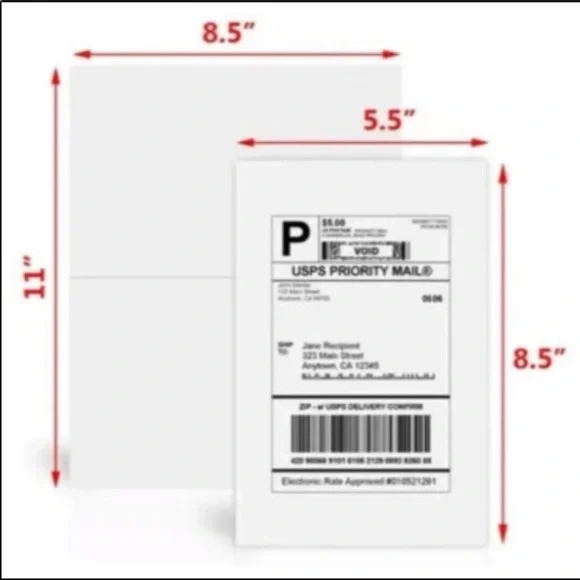 1000 INKJET/LASER SHIPPING LABELS half sheet